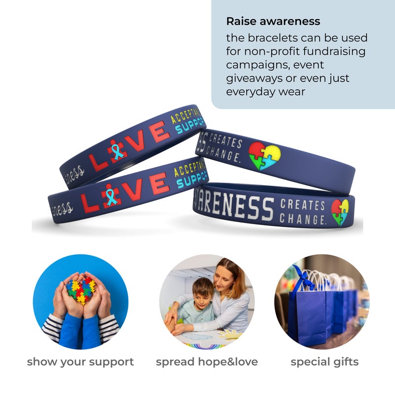 Inkstone (12-pack) Autism Awareness Bracelets - Wholesale Bulk Pack of 1 Dozen Silicone Wristbands in Adult Unisex Size - Image 4